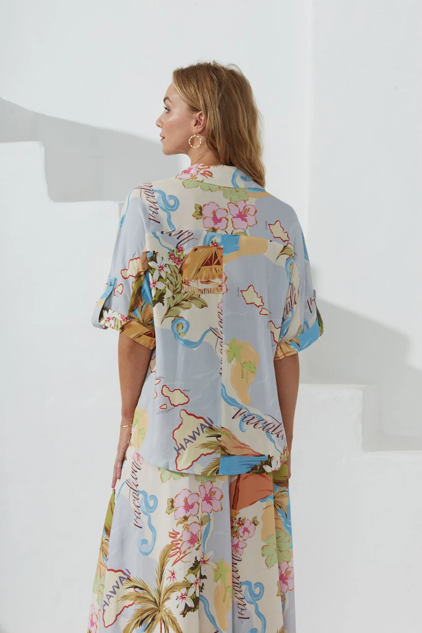 Hawaii Blue Tropical Oversized Shirt