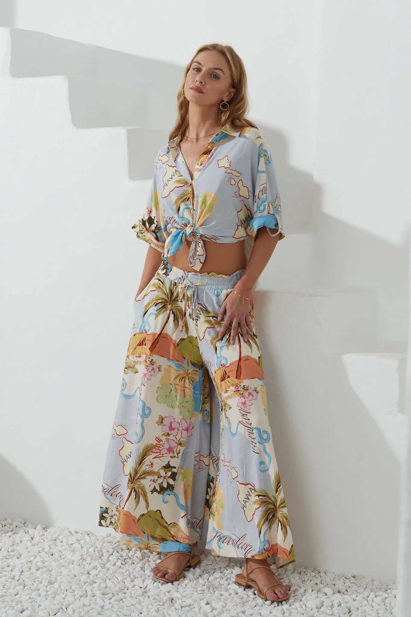 Hawaii Blue Tropical Oversized Shirt