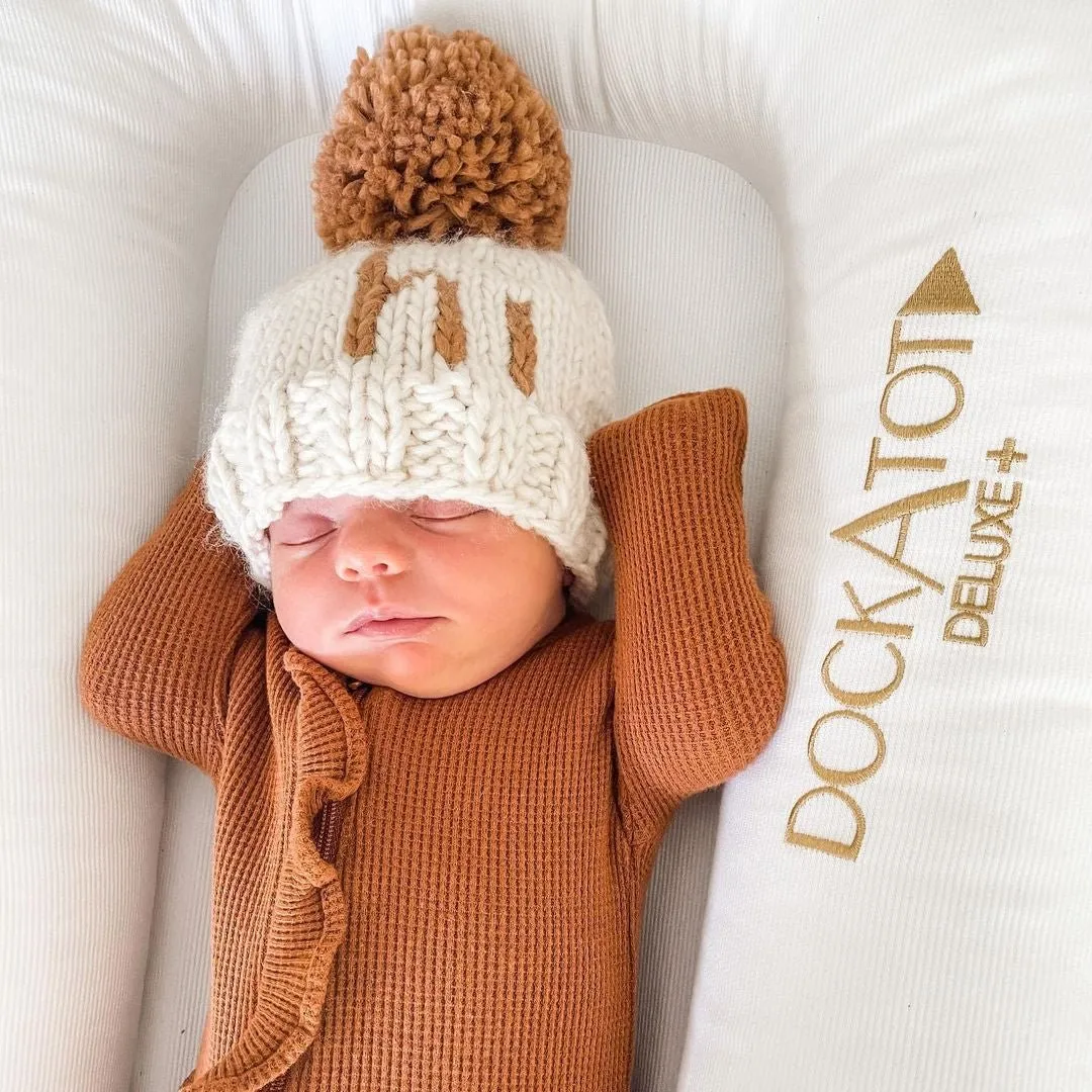 hi. Pecan Hand Knit Beanie Hat