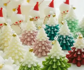 Hola Christmas Tree Candle Pack of 3 - Christmas Tree Shaped Scented Wax Candle - Christmas Candles Gift for Xmas Party Holiday New Year Decoration (Red, Pink, Green)