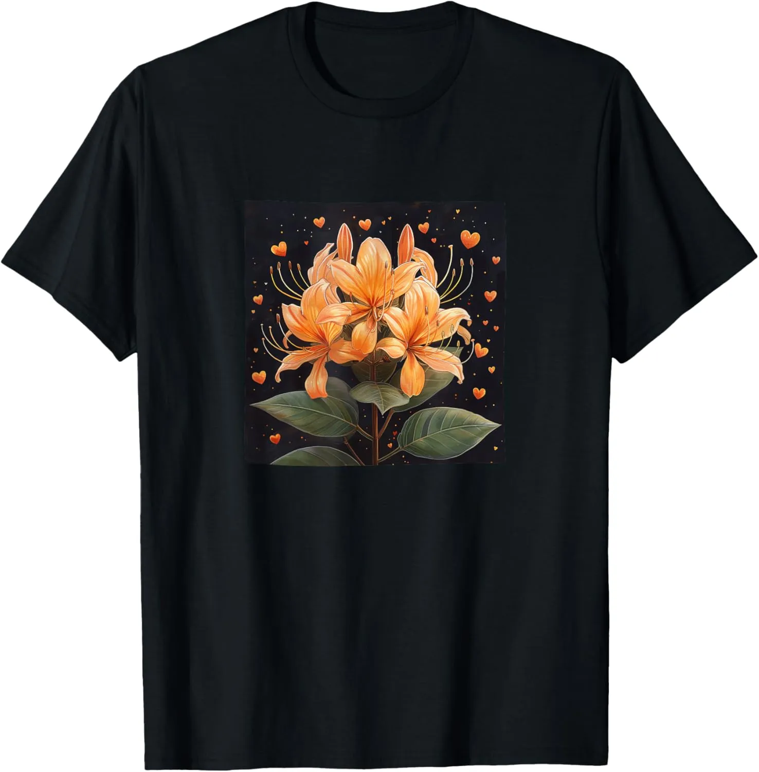 Honeysuckle Flowers And Hearts Boho Style Graphic T-Shirt
