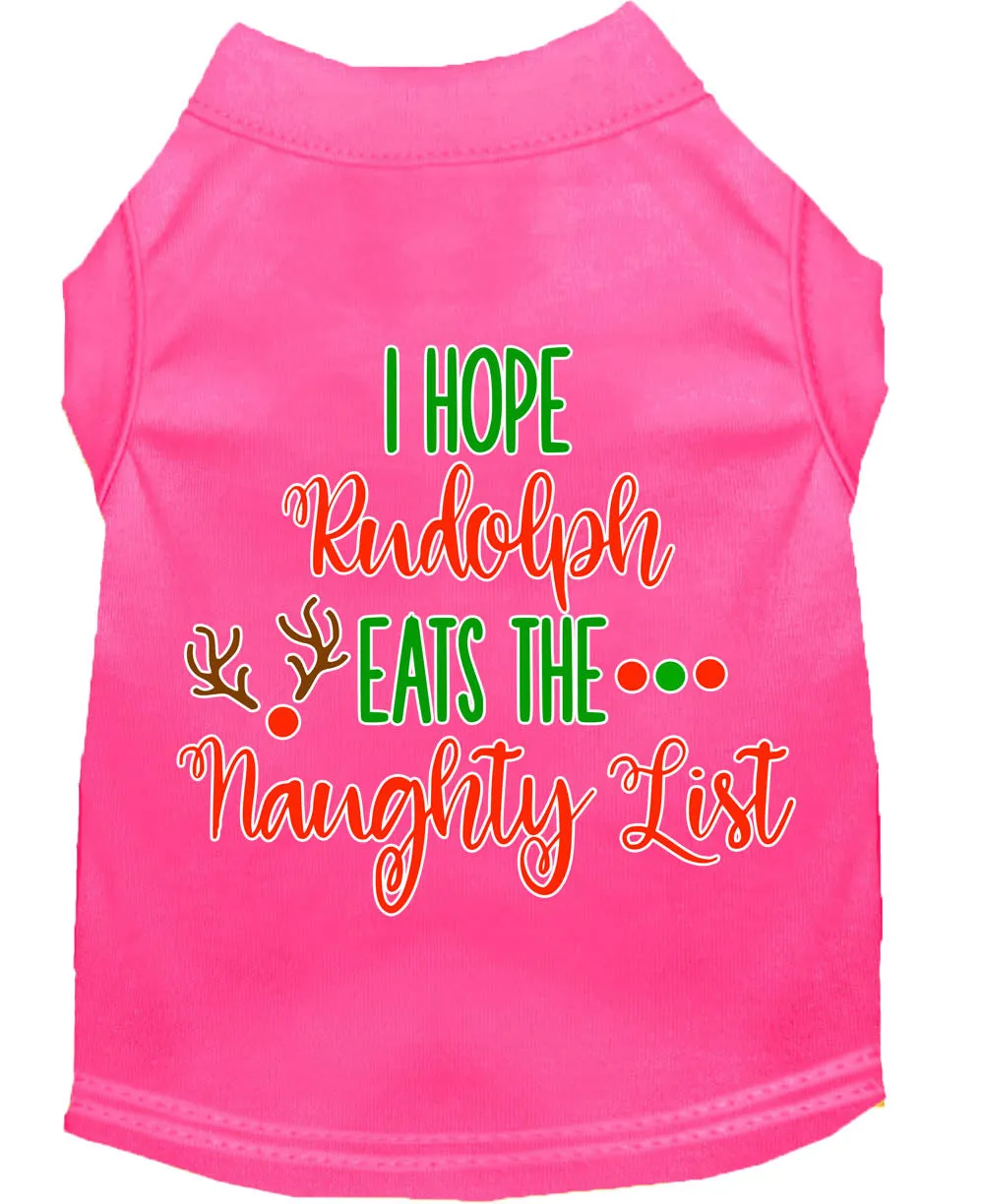 Hope Rudolph Eats Naughty List Screen Print Dog Shirt Bright Pink Xxl
