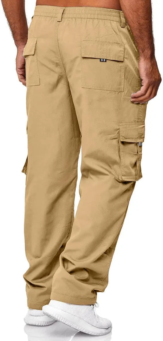 HUNGSON Mens Casual Cargo Pants - Sweatpants Joggers Athletic Trouser Cotton Loose Straight Hiking Pants for Men