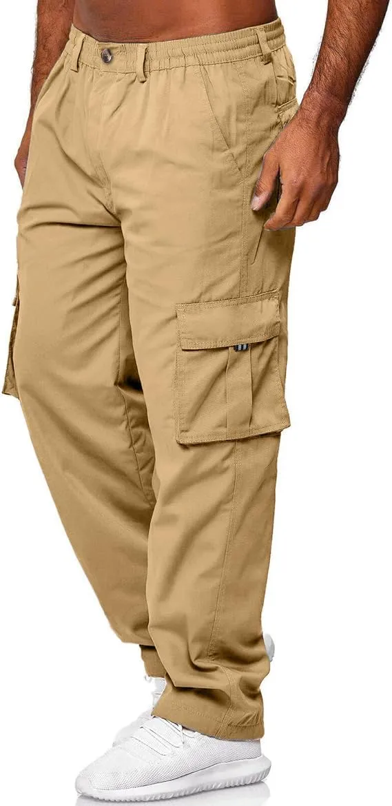 HUNGSON Mens Casual Cargo Pants - Sweatpants Joggers Athletic Trouser Cotton Loose Straight Hiking Pants for Men