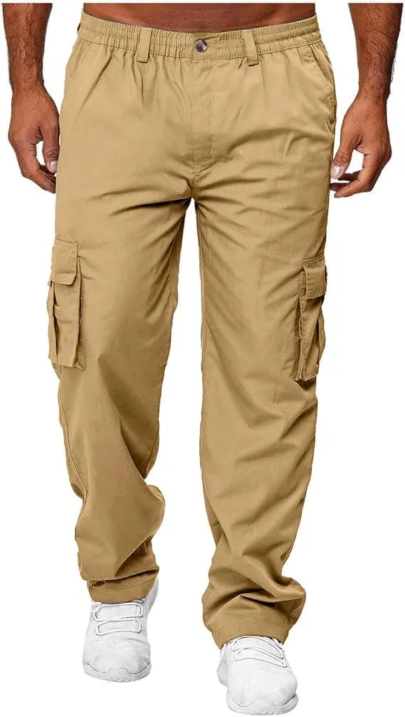 HUNGSON Mens Casual Cargo Pants - Sweatpants Joggers Athletic Trouser Cotton Loose Straight Hiking Pants for Men
