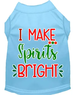 I Make Spirits Bright Screen Print Dog Shirt Baby Blue Xxxl
