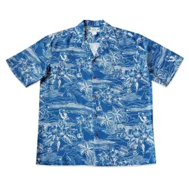 Island Hop Blue Hawaiian Rayon Shirt