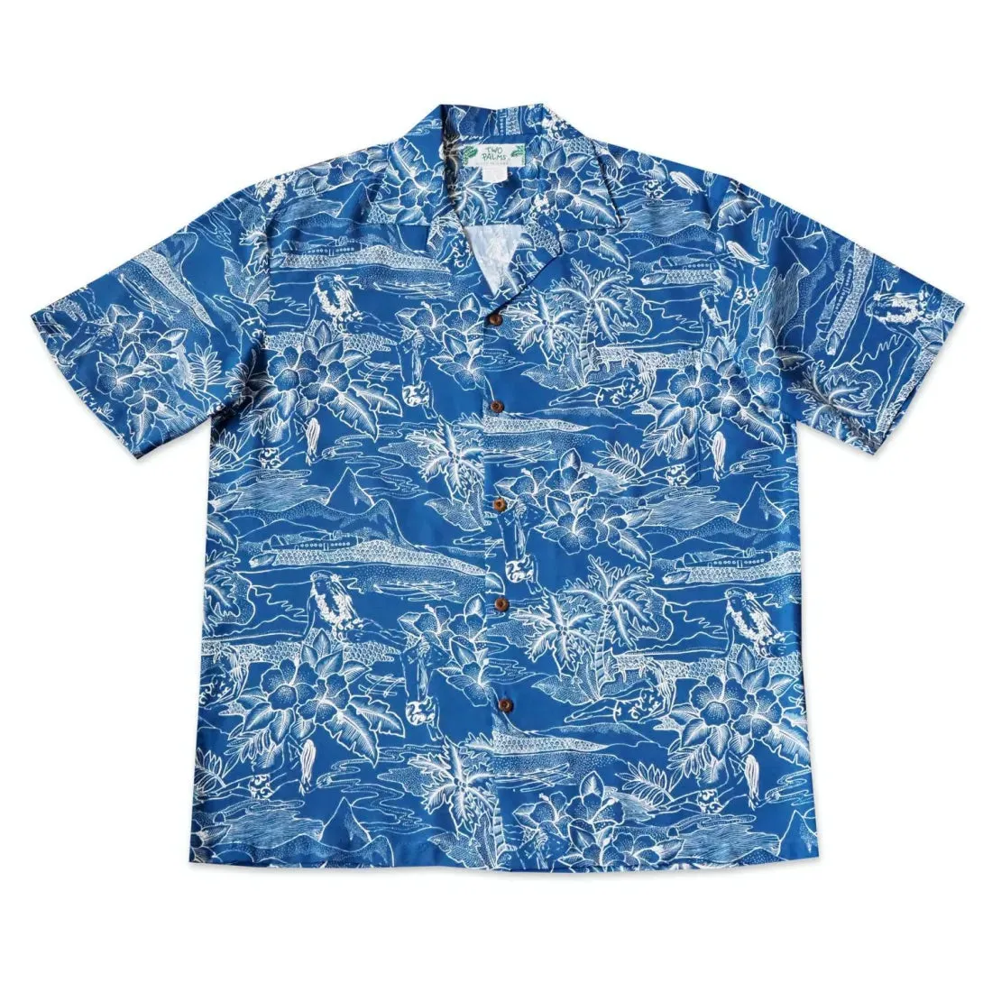 Island Hop Blue Hawaiian Rayon Shirt