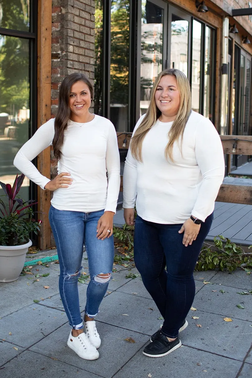 Ivory Long Sleeve Basic Layering Tee (SM-3X)