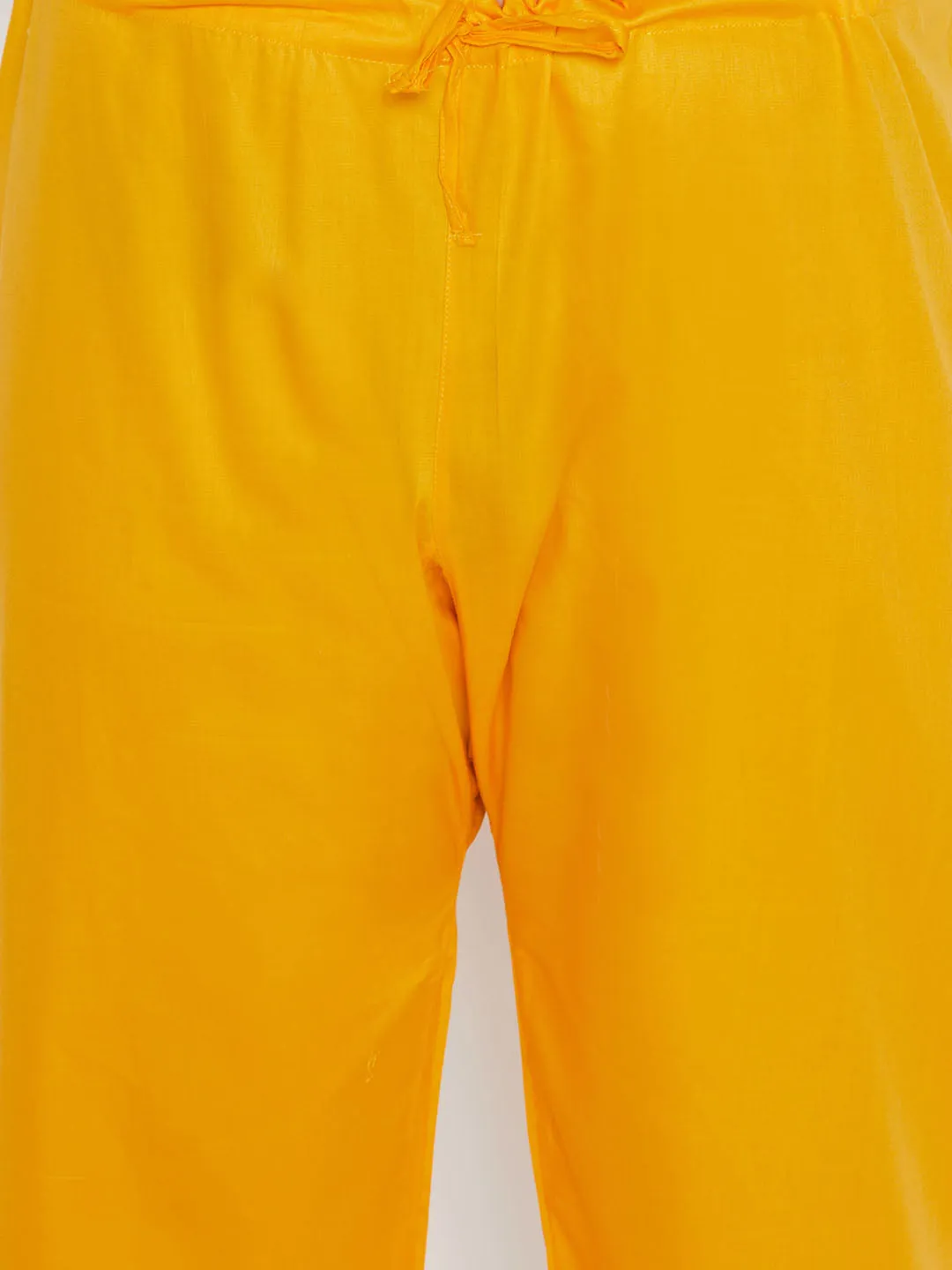 Jashvi Men's Plus Size Yellow Cotton Blend Pathani Set