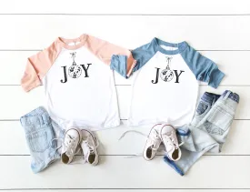 JOY Christmas Youth or Toddler Raglan Tee
