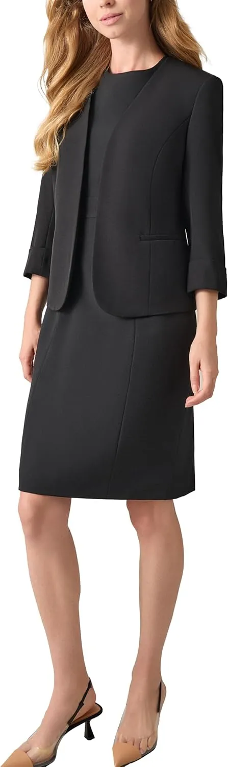 Kasper Women's Petite Blazer-Cardigan-Style with Rolled Cuff Sleeves