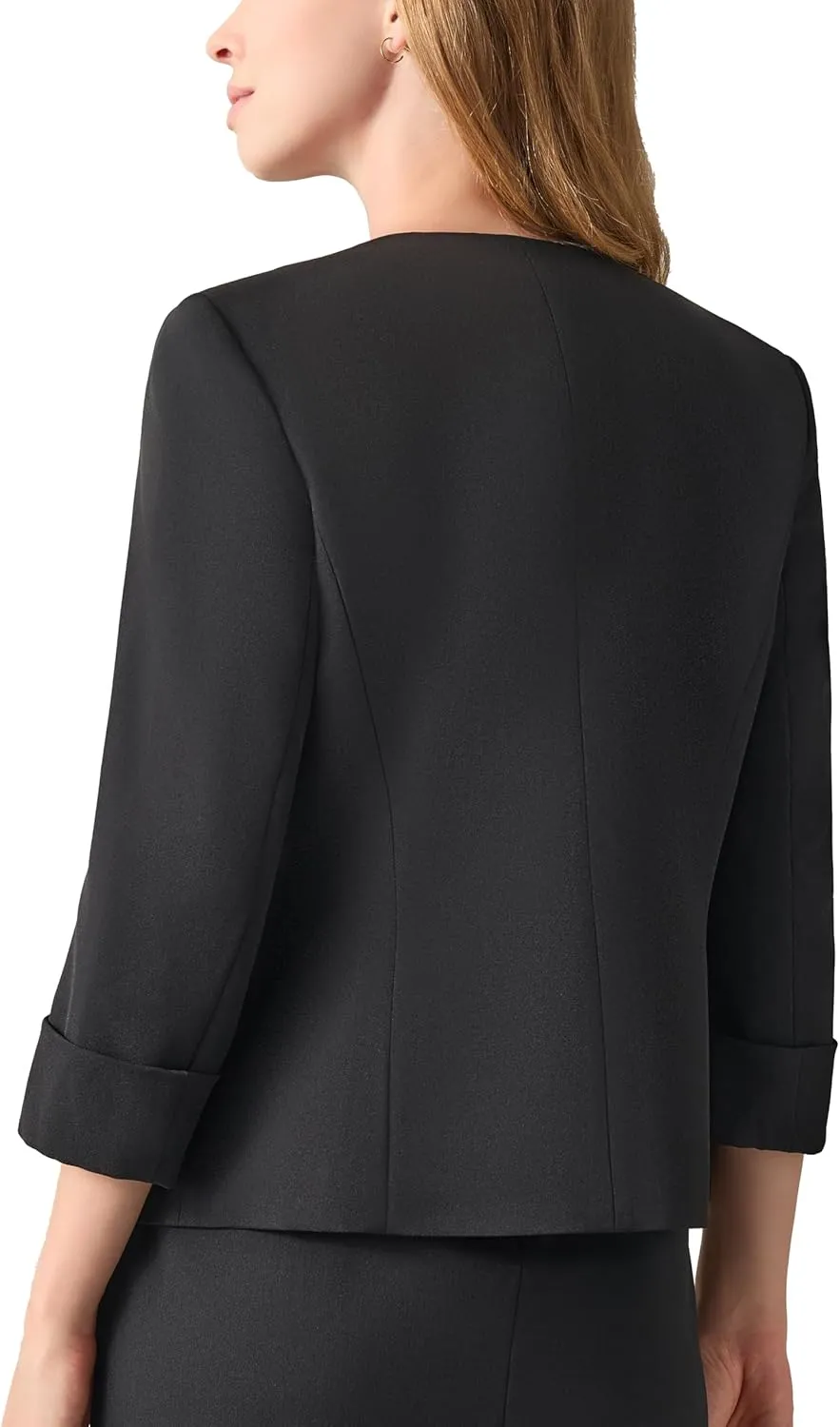 Kasper Women's Petite Blazer-Cardigan-Style with Rolled Cuff Sleeves