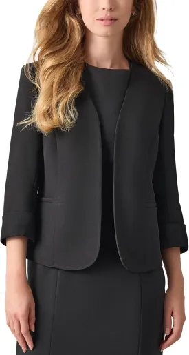 Kasper Women's Petite Blazer-Cardigan-Style with Rolled Cuff Sleeves