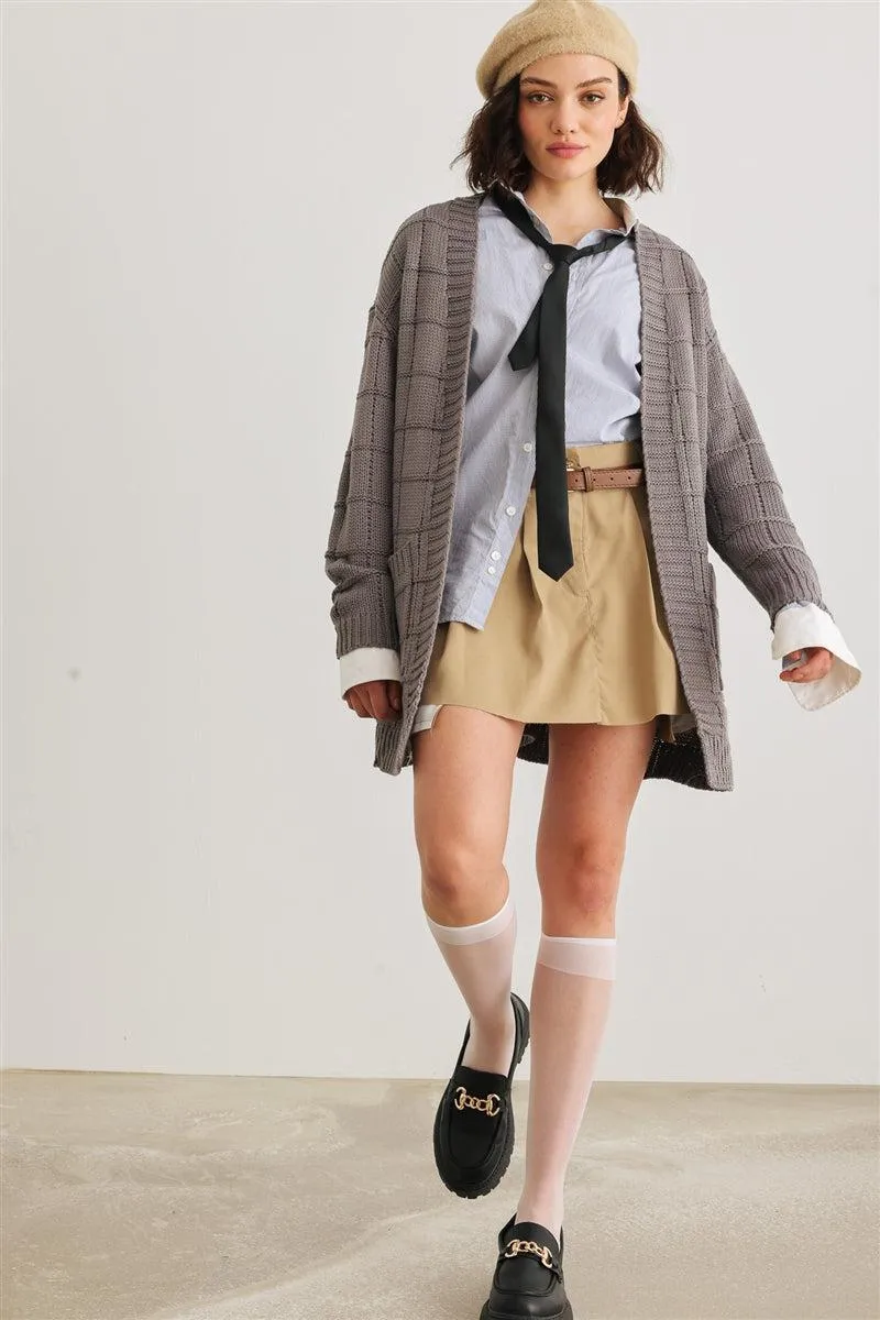 Knit Two Pocket Long Sleeve Cardigan