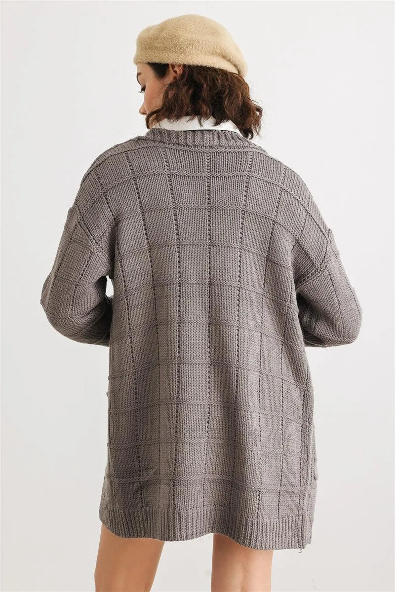 Knit Two Pocket Long Sleeve Cardigan