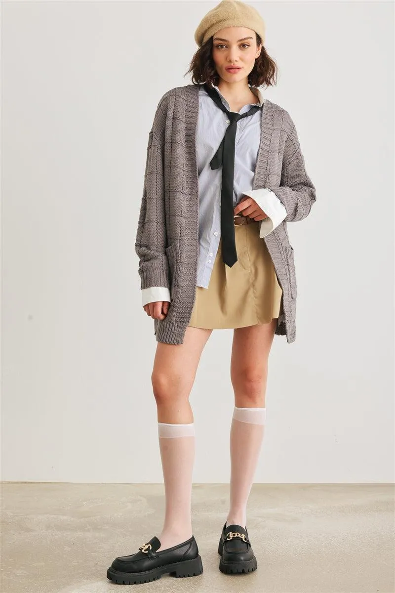 Knit Two Pocket Long Sleeve Cardigan