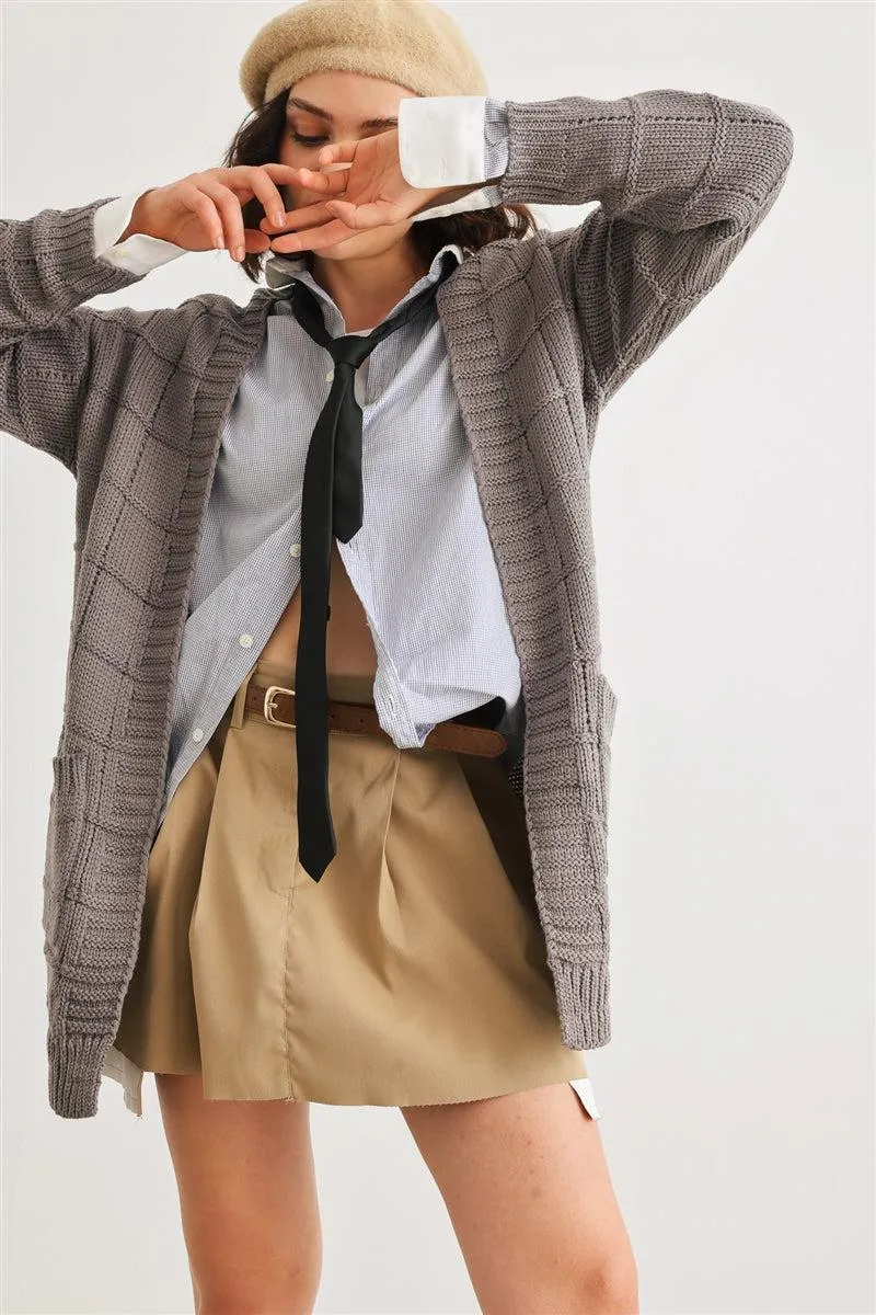 Knit Two Pocket Long Sleeve Cardigan