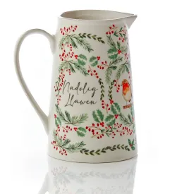 Langs Welsh Nadoolig Llawen Christmas Robin Jug