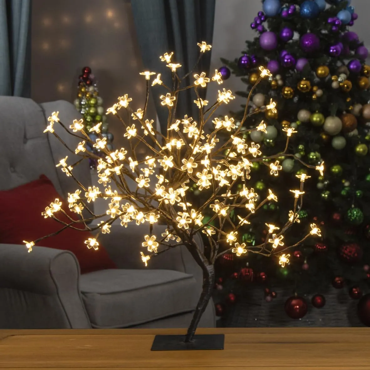 LED Blossom Tree 128 Warm White Lights - 60cm