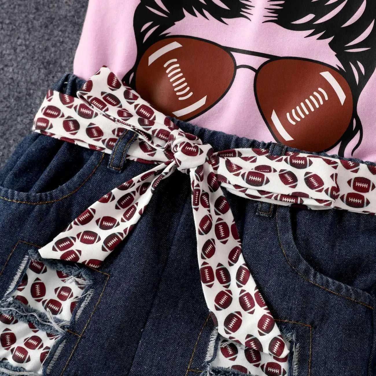 Leopard Print Top & Denim Pants Set - Toddler Girl (2Pcs)