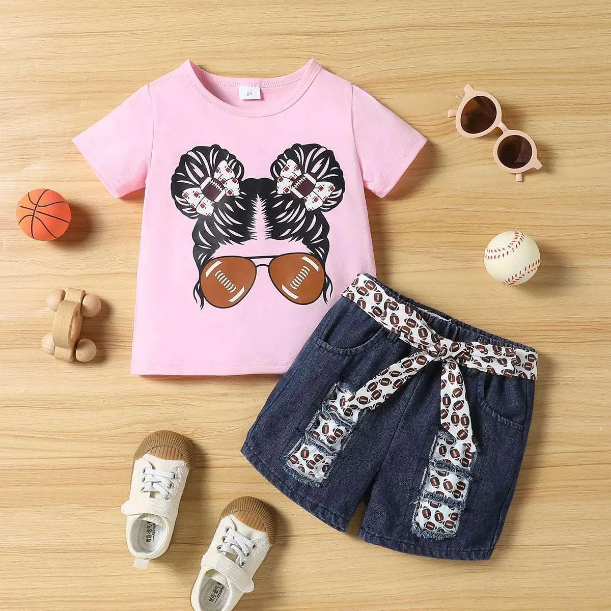 Leopard Print Top & Denim Pants Set - Toddler Girl (2Pcs)