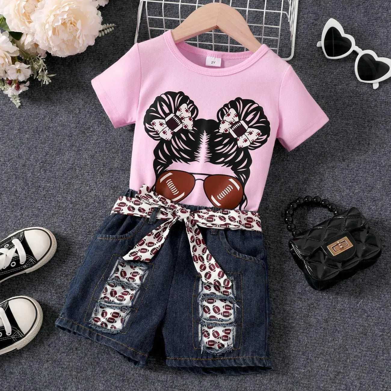 Leopard Print Top & Denim Pants Set - Toddler Girl (2Pcs)