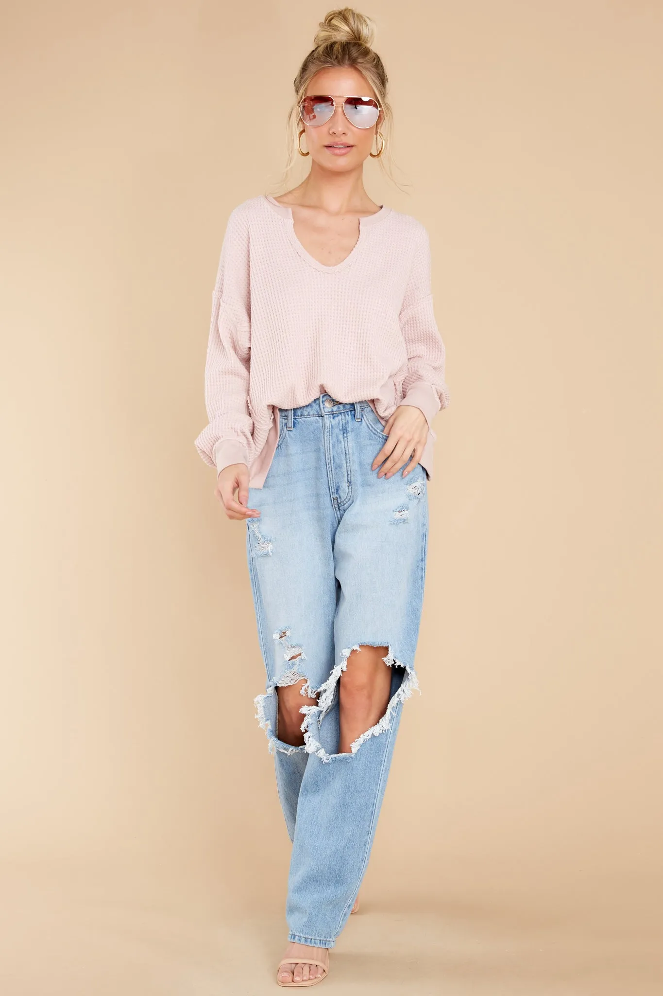 Let Her Be Cozy Light Pink Top