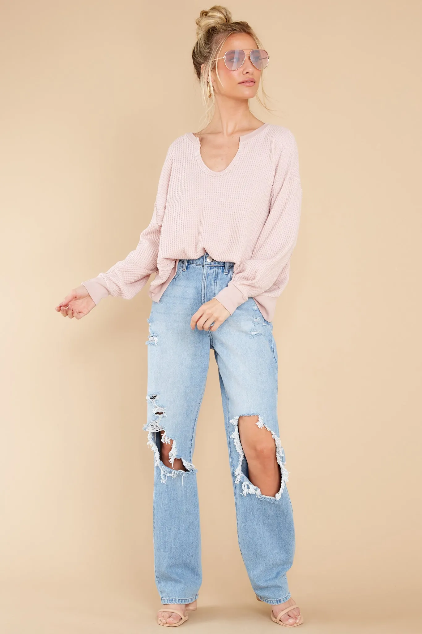 Let Her Be Cozy Light Pink Top