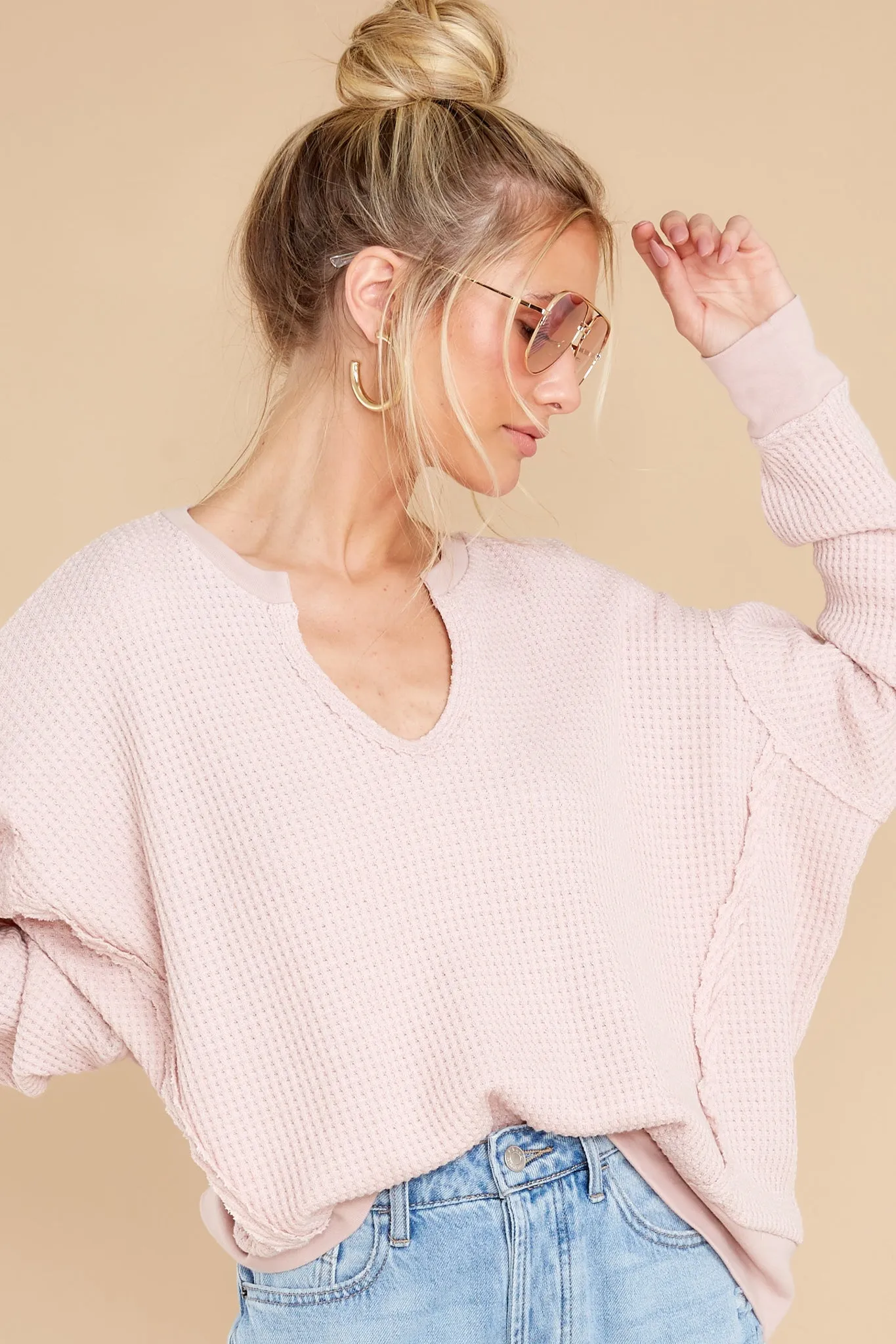 Let Her Be Cozy Light Pink Top