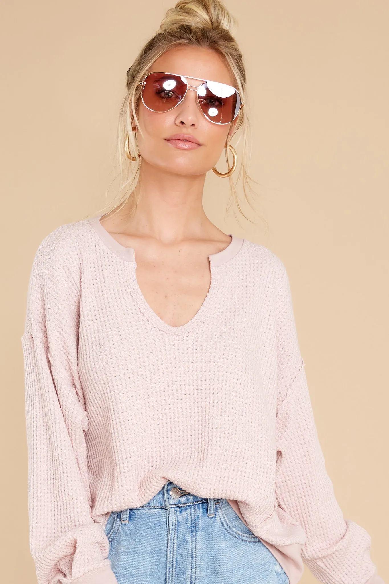 Let Her Be Cozy Light Pink Top