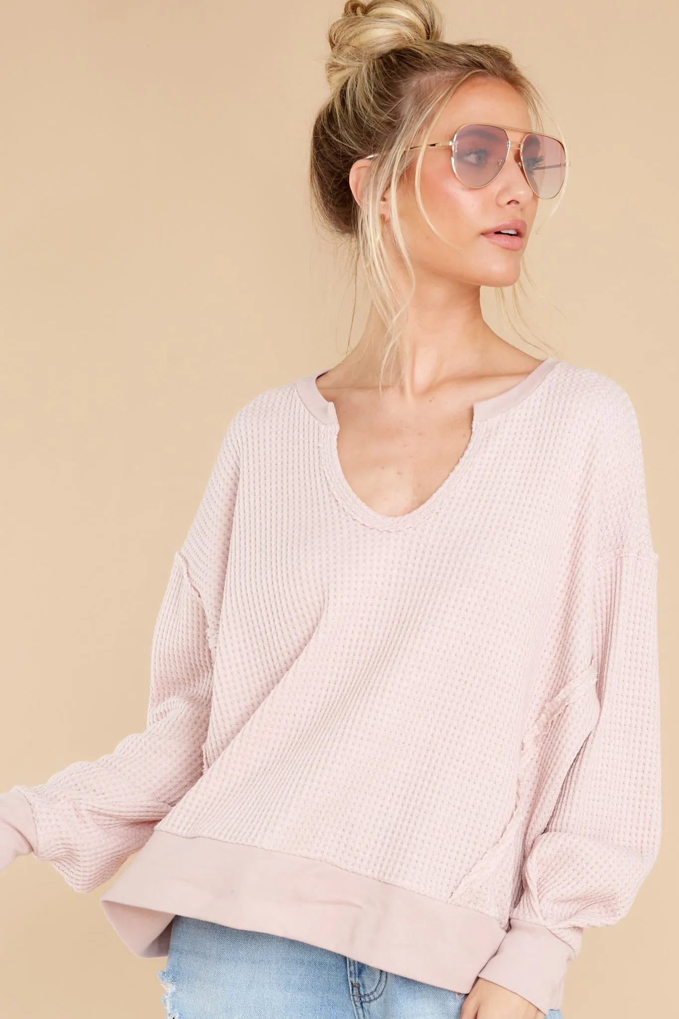 Let Her Be Cozy Light Pink Top