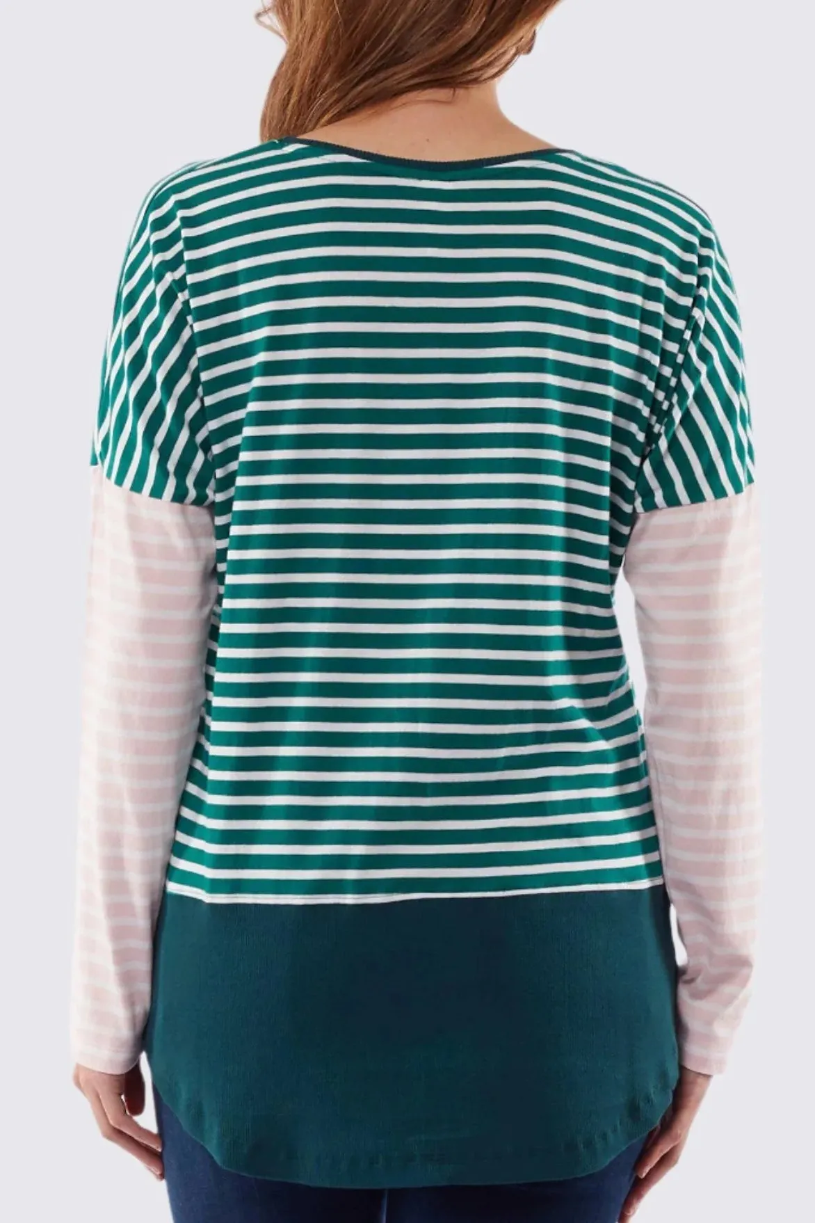 Liberty Stripe Long Sleeve Tee in Green