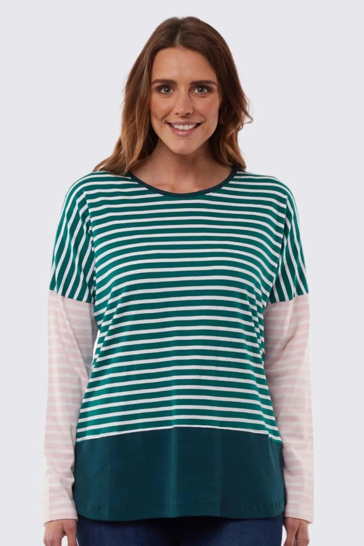 Liberty Stripe Long Sleeve Tee in Green
