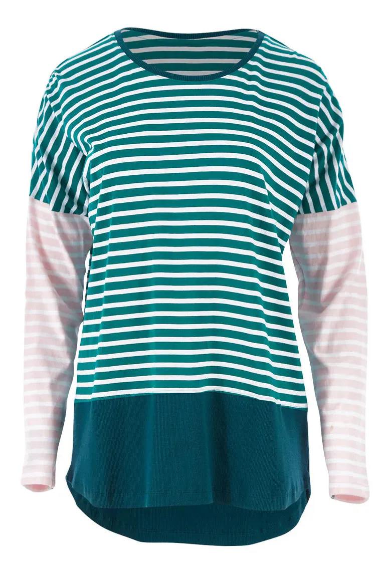 Liberty Stripe Long Sleeve Tee in Green