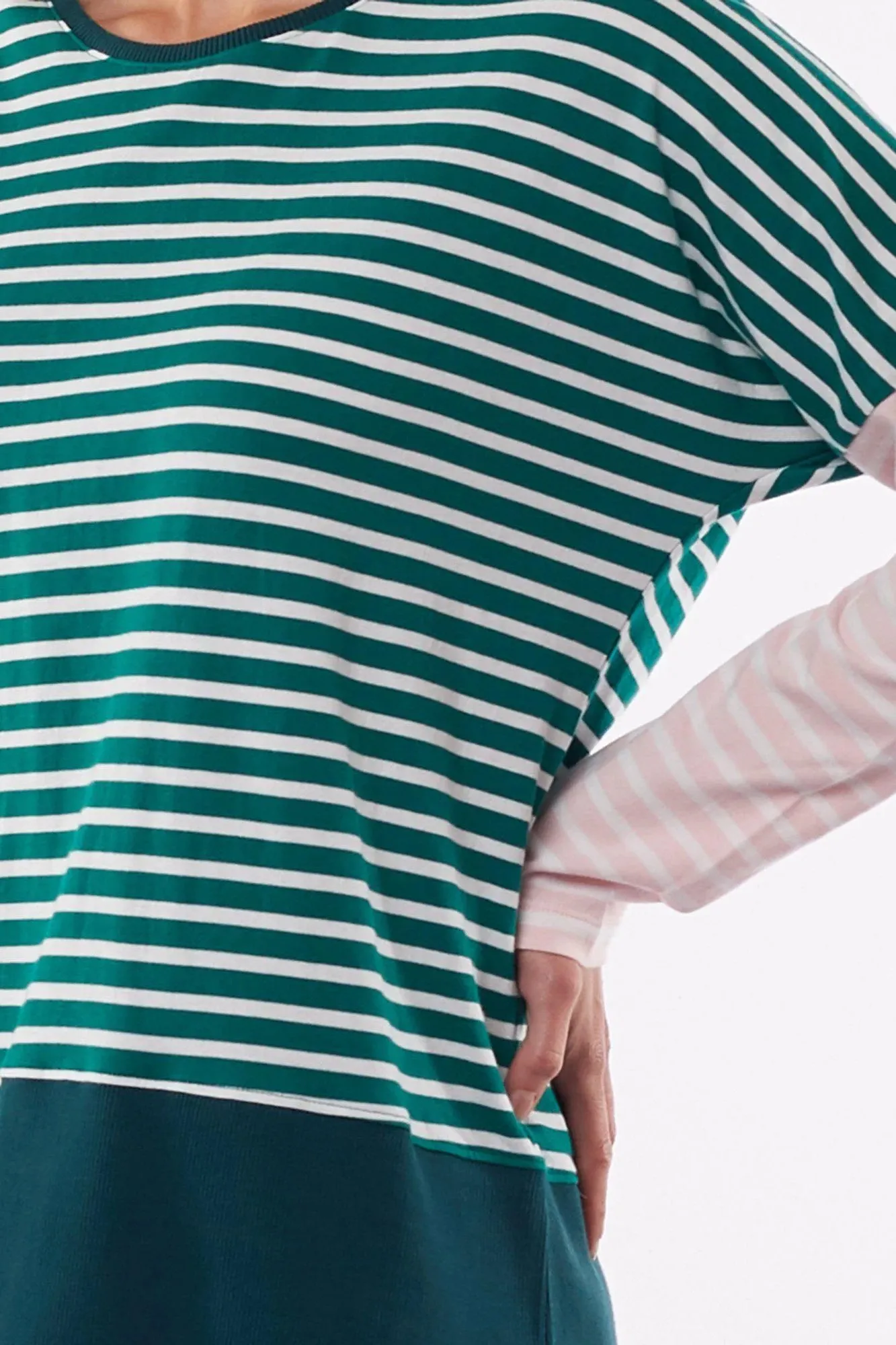 Liberty Stripe Long Sleeve Tee in Green