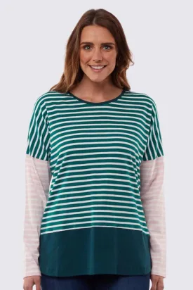 Liberty Stripe Long Sleeve Tee in Green