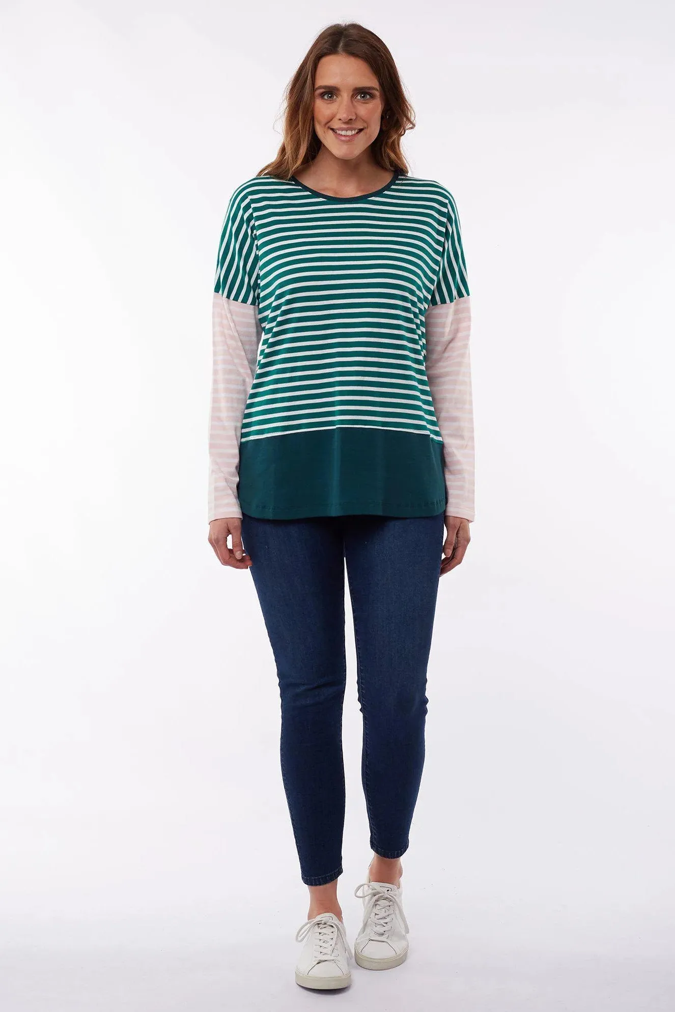 Liberty Stripe Long Sleeve Tee in Green