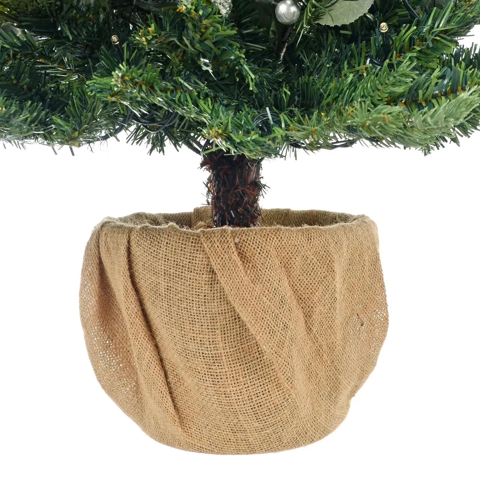 Light Up Small Christmas Tree Silver Berries Frosted Green 110cm
