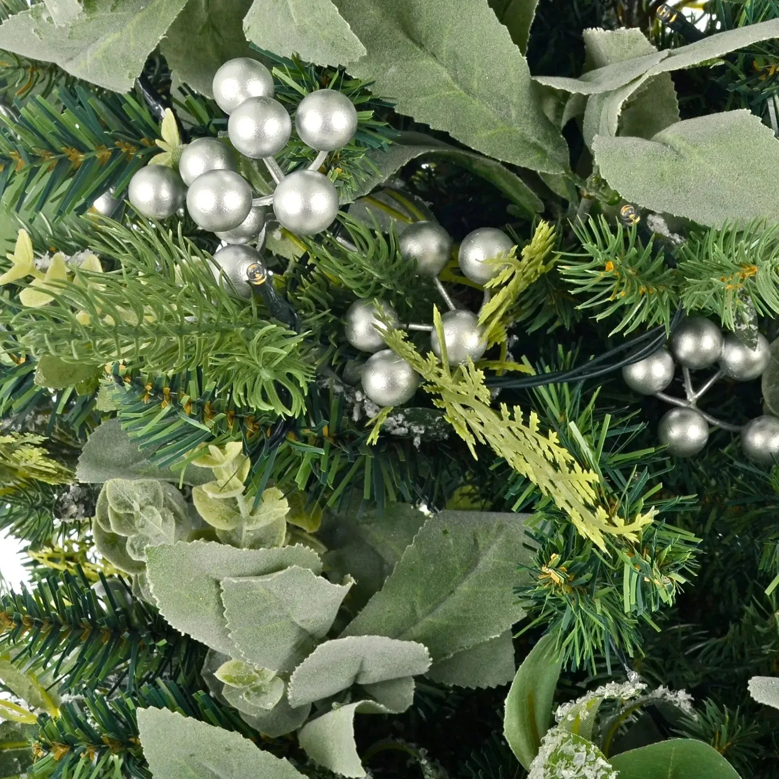 Light Up Small Christmas Tree Silver Berries Frosted Green 110cm
