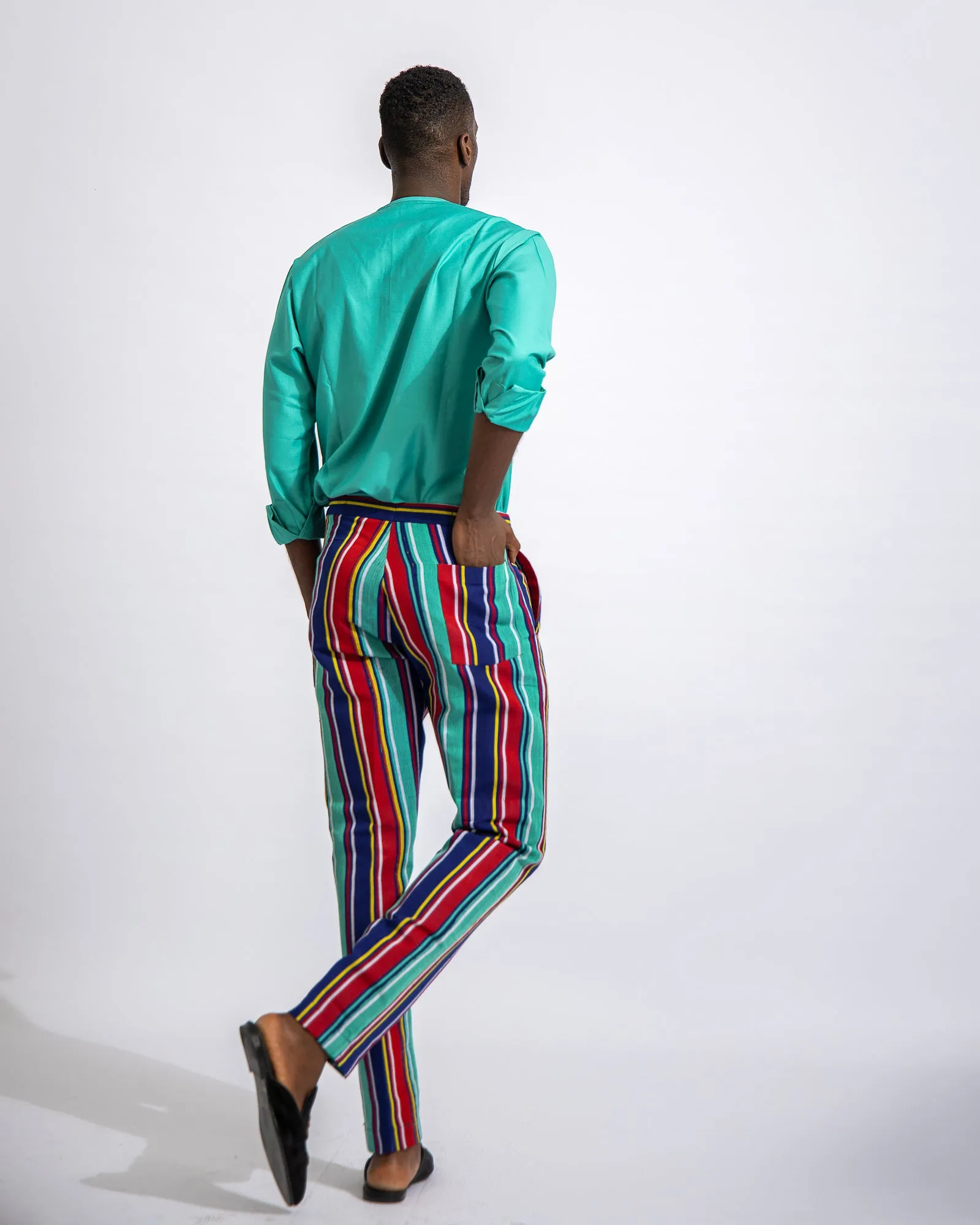 Linen Shirt and  Aso Oke Pant Set