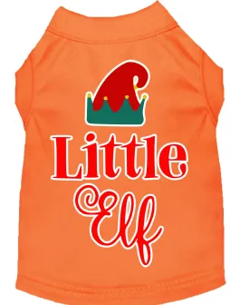 Little Elf Screen Print Dog Shirt Orange Xl