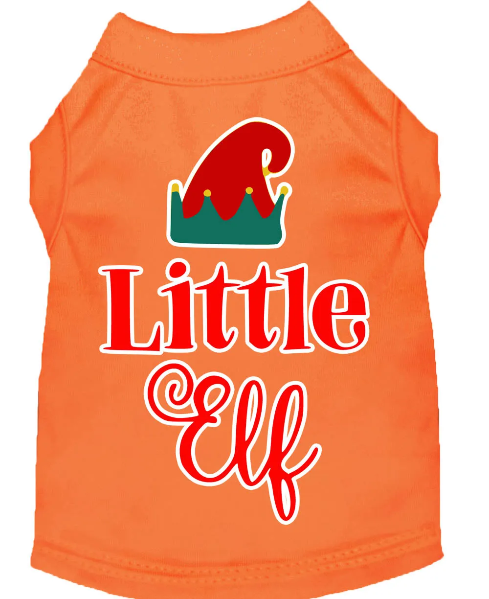 Little Elf Screen Print Dog Shirt Orange Xl