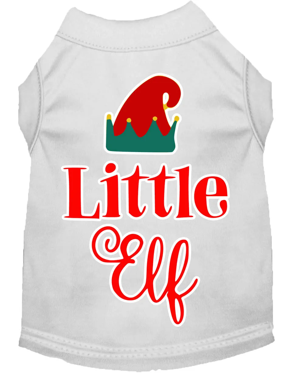 Little Elf Screen Print Dog Shirt White Xl