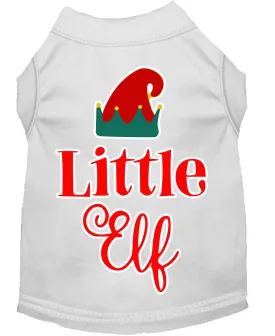 Little Elf Screen Print Dog Shirt White Xl