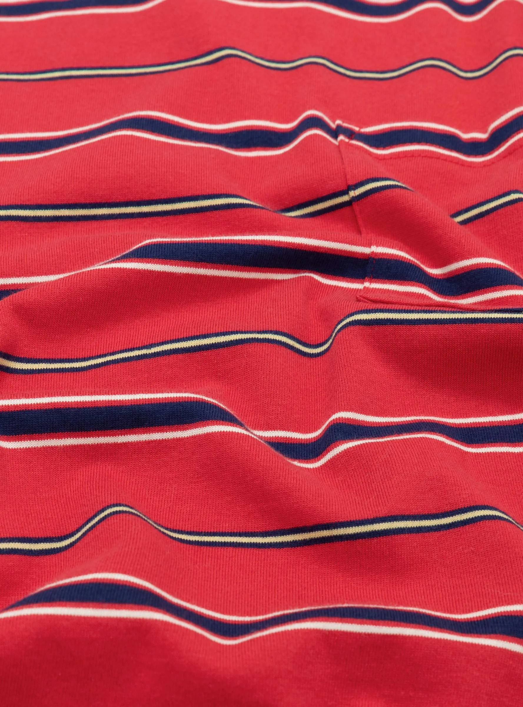 Long Sleeve Pocket Tee Multi Stripe Red