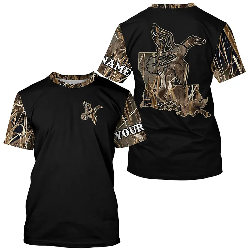 Louisiana Duck Hunting Waterfowl Camo Customize 3D Long Sleeve Shirts Personalized Hunting Gift