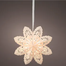 Lumineo 50cm Warm White Snowflake Paper Hanging Decoration
