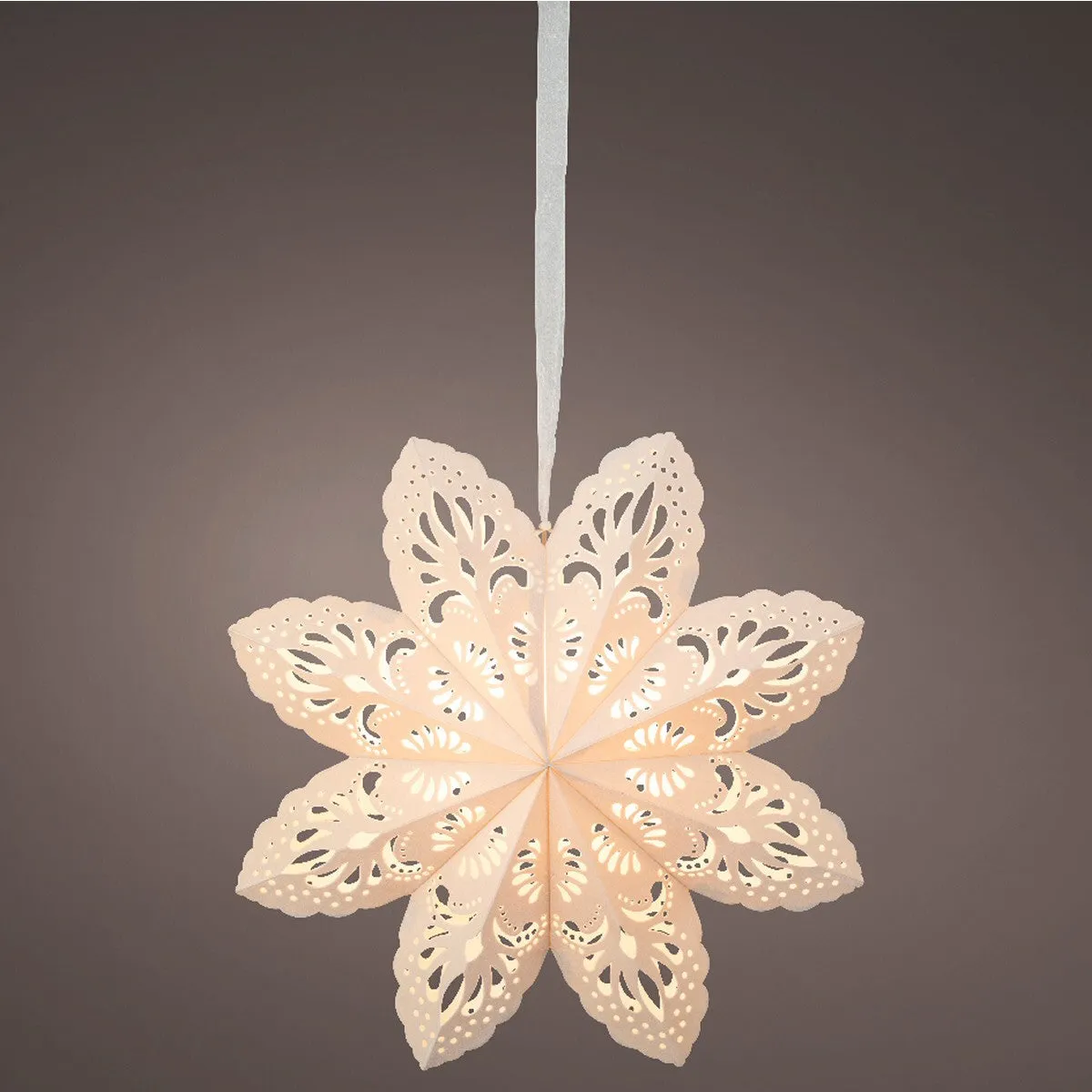 Lumineo 50cm Warm White Snowflake Paper Hanging Decoration