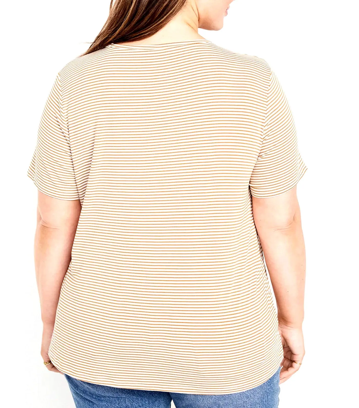 Luxe Crew-Neck T-Shirt for Women Earth Brown Stripe